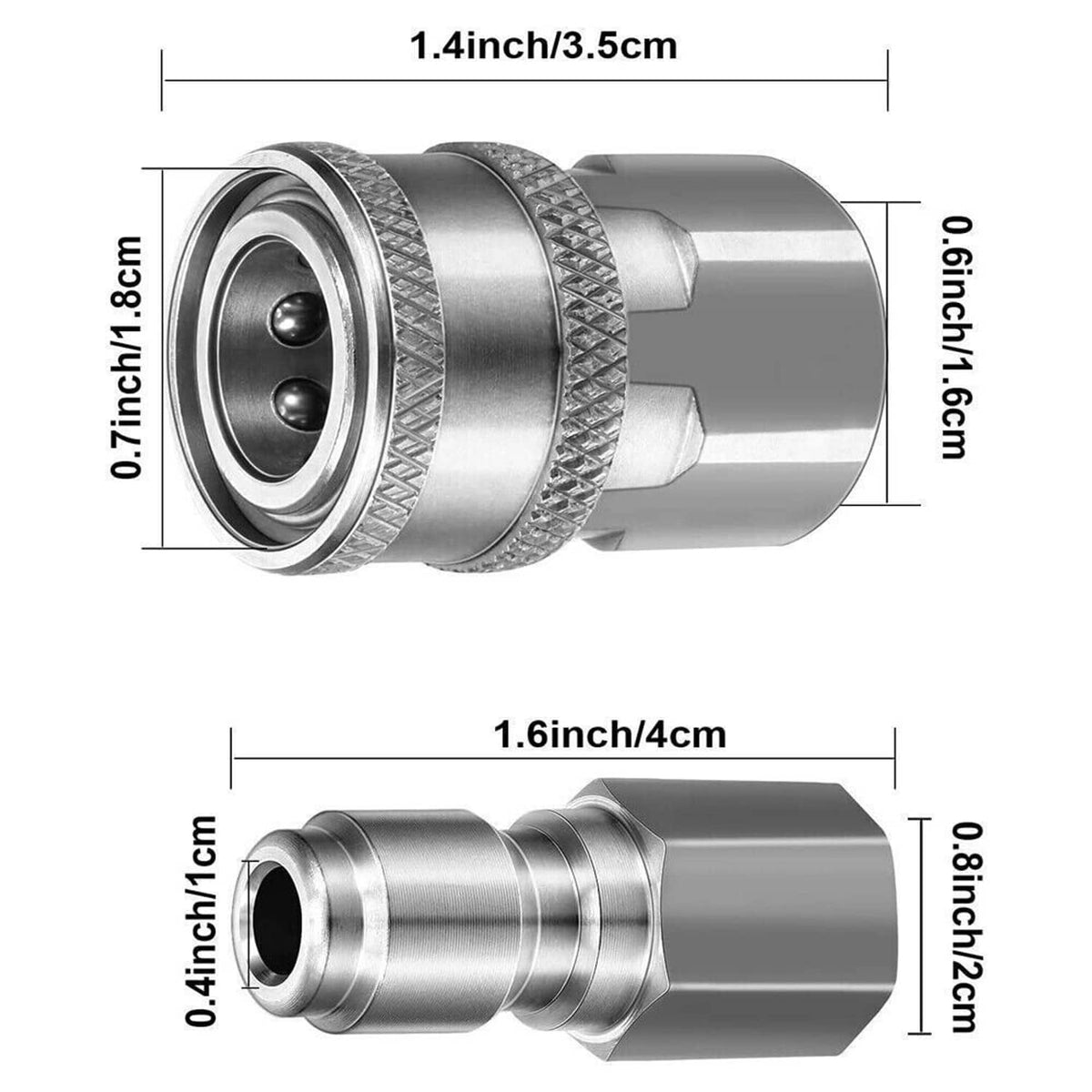 Solidspare 4 Sets NPT 3/8 Inch Stainless Steel Male and Female Quick Connector Kit Pressure