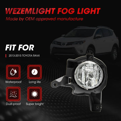 Fit 2013 2014 2015 Toyota RAV4 Pair Front Bumper Clear Halogen Fog Lights Lamps