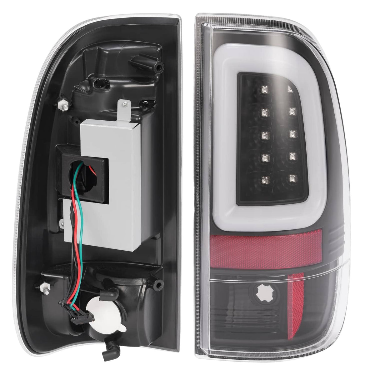 Solid Spare Black LED Tube Tail Lights Lamps For Ford F250 F350 F450 SD SuperDuty 2008-2016
