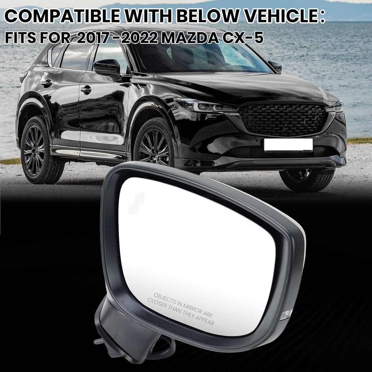Solidspare Passenger Side Mirror for 2017-2024 Mazda CX-5 with BSM Power Turn Signal Light