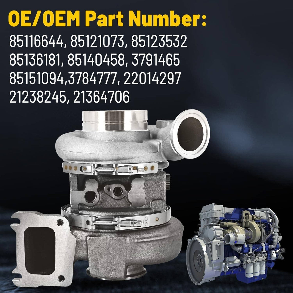 Solidspare New Turbo Turbocharger 85151094 Fits For Volvo D13 Mack MP8 Billet Wheel HE400VE