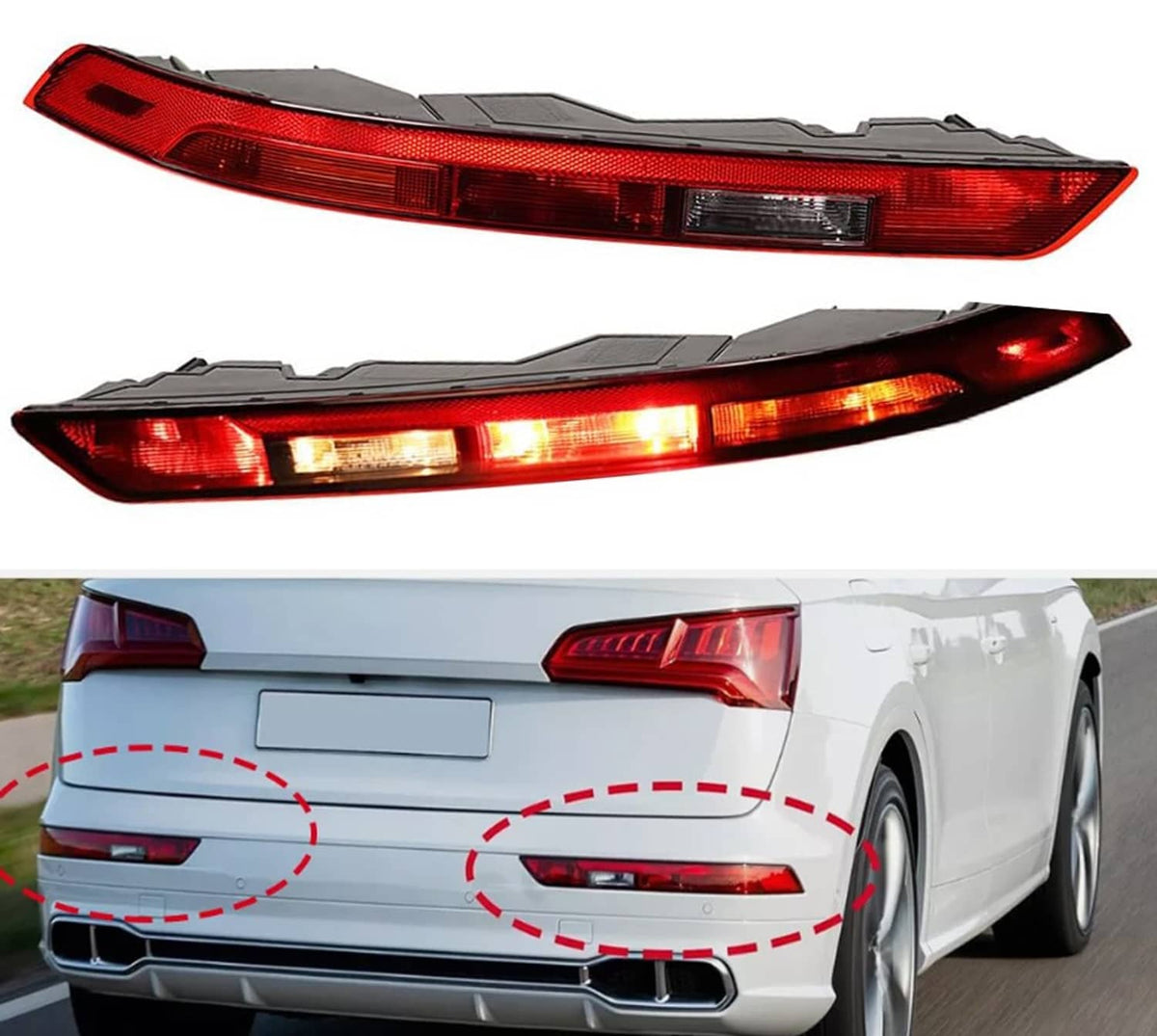Solidspare Rear Bumper Lower Tail Light Brake Lamp Set For 2018 - 2021 Audi Q5 80A945070A