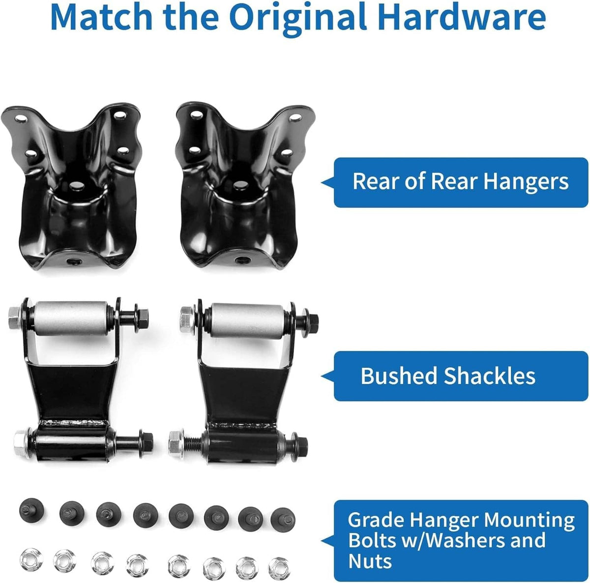 Solidspare 2Pcs Rear Leaf Spring Rear Hanger Bracket & Shackle Kit for Ford Ranger Mazda