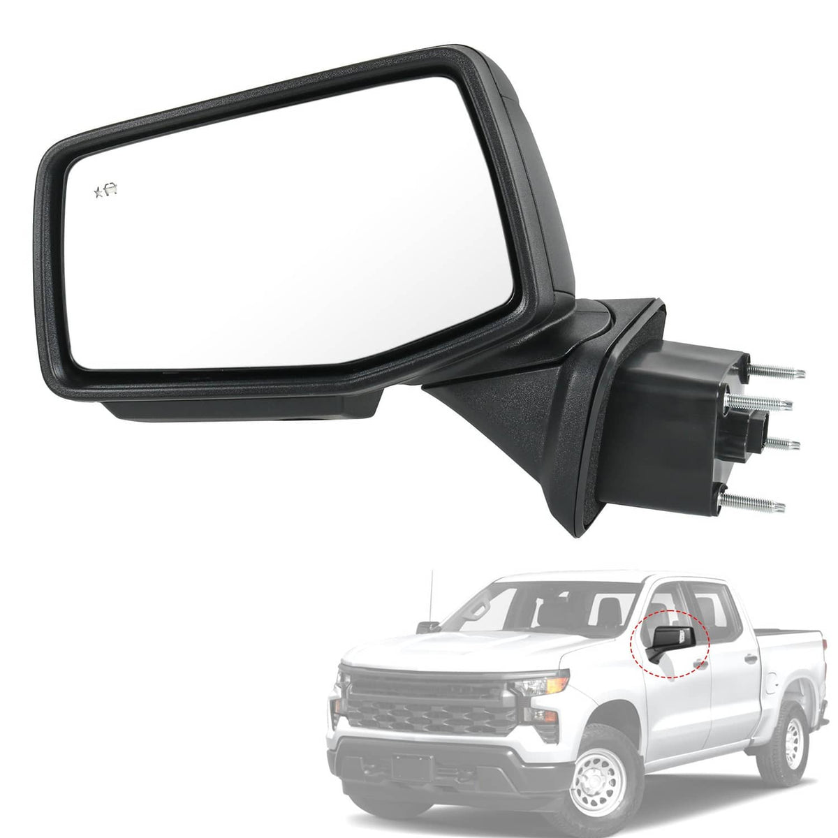 Solidspare Left Driver Side Mirror Power Heated+Puddle+BSD For 2019-2024 Silverado 1500