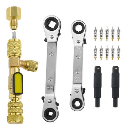 Solidspare Valve Core Remover Installer Tool & HVAC Service Wrench with Hex Bit Adapter Kit
