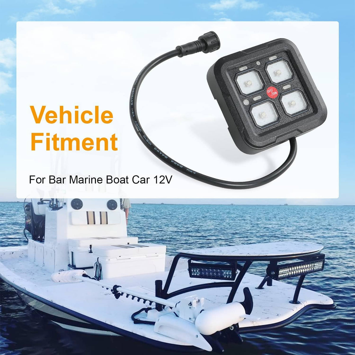 Solidspare 4 Gang ON/OFF Switch Panel Circuit Control Box LED Light Bar Marine Boat Car 12V