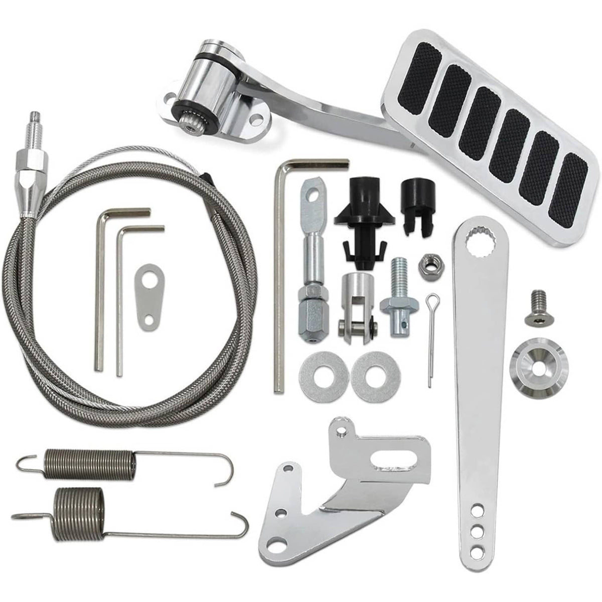Solidspare Universal Street Hot Rod Aluminum Gas Pedal & 24" SS Throttle Cable & Spring Kit