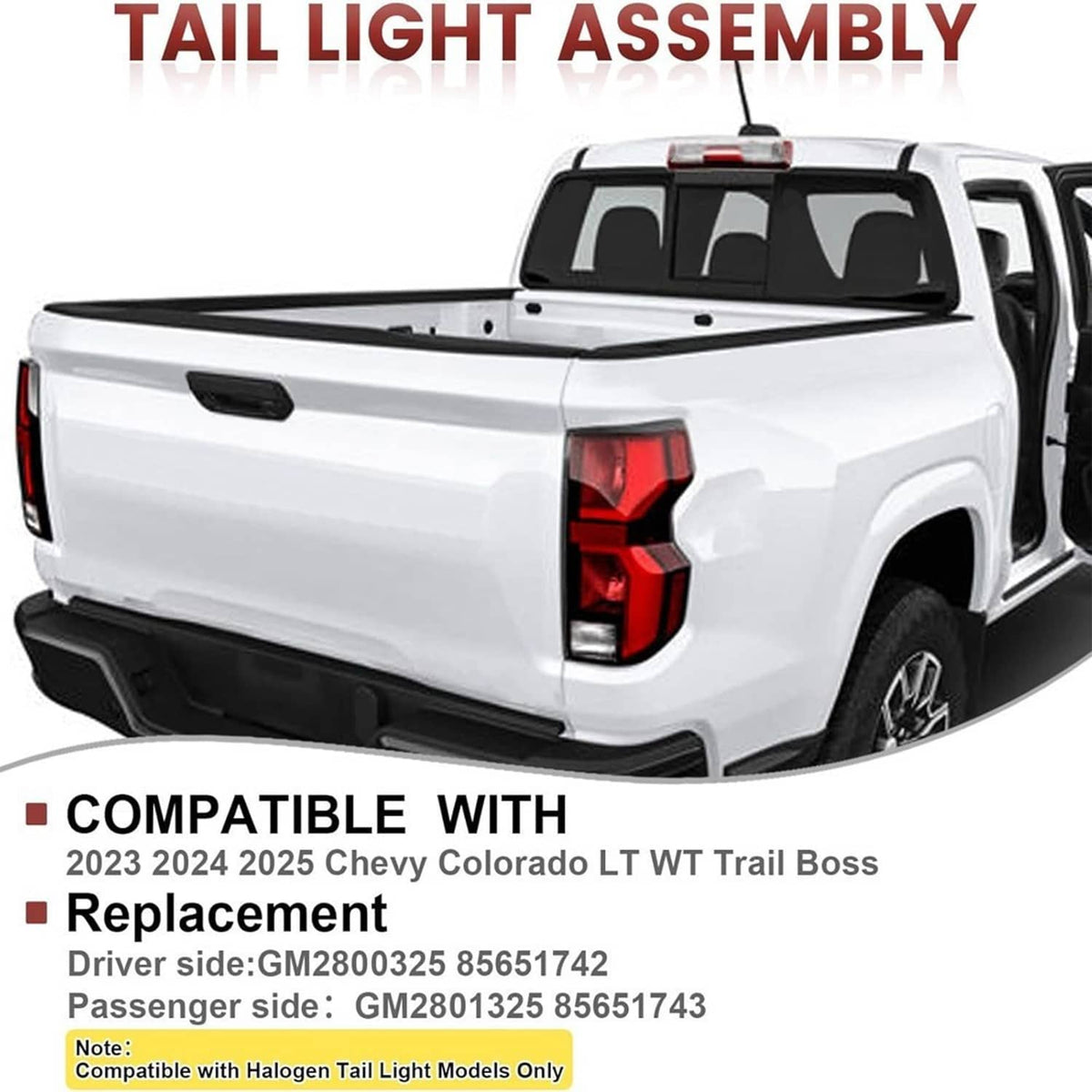 Solidspare For 2023-2024 Chevy Colorado LED Tail Light Brake Lamp W/ Bulb Right Passenger