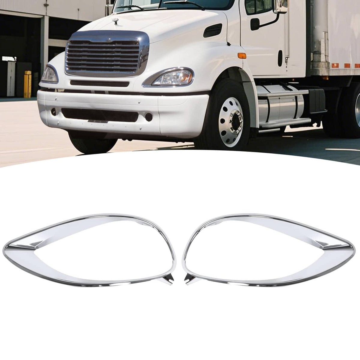 Solid Spare Left & Right Chrome Headlight Bezel Trim For Freightliner Columbia 2001-2017