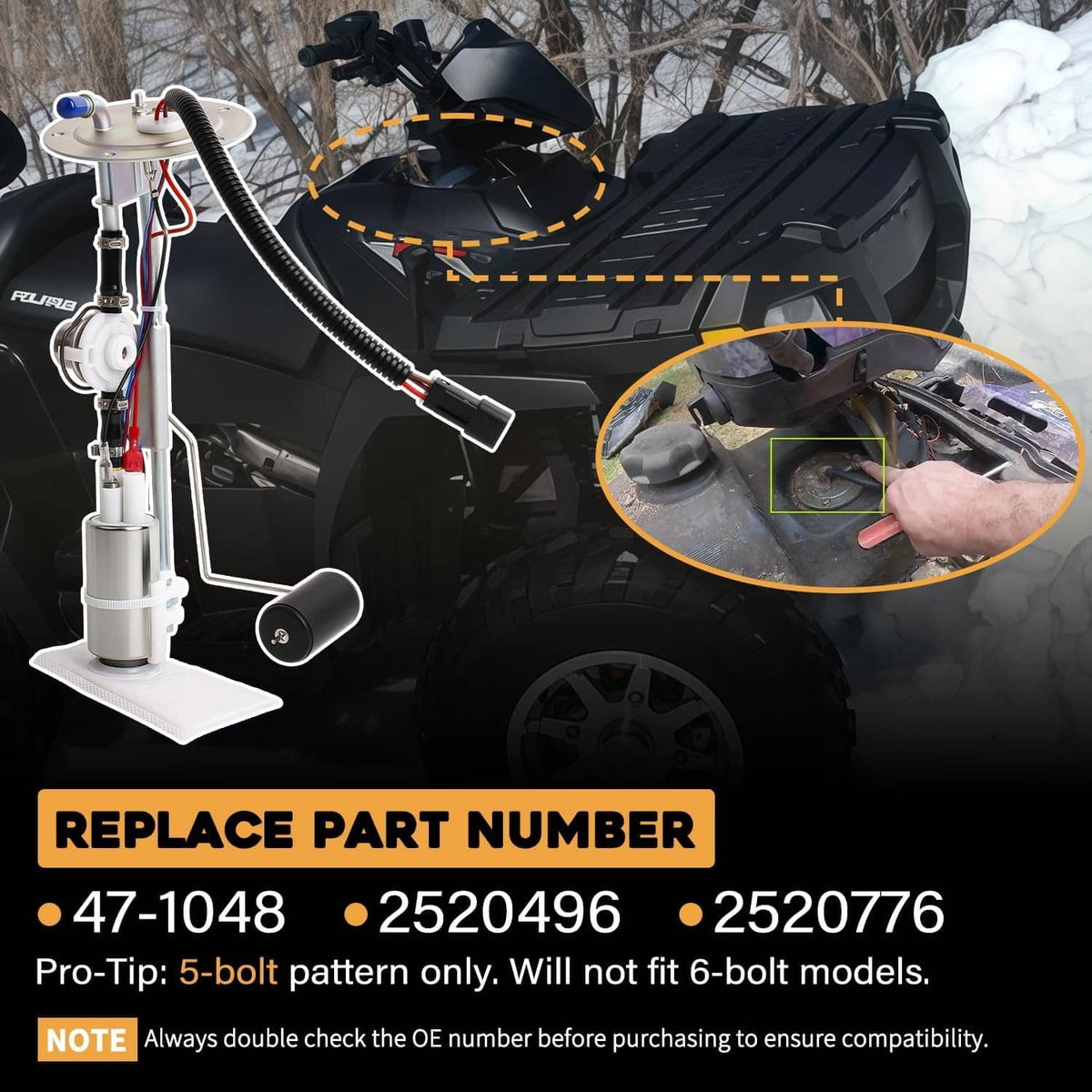 Solidspare For Polaris Sportsman 500 & 800 ATV 2520438 AB Complete Fuel Pump Module 2520776