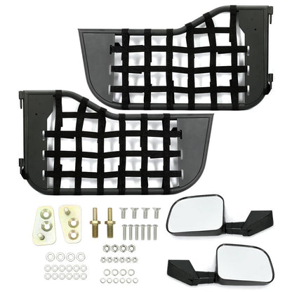 Solid Spare Black Tubular Trail Door With Side Mirror For 1976-1995 Jeep CJ7/YJ Wrangler 2DR