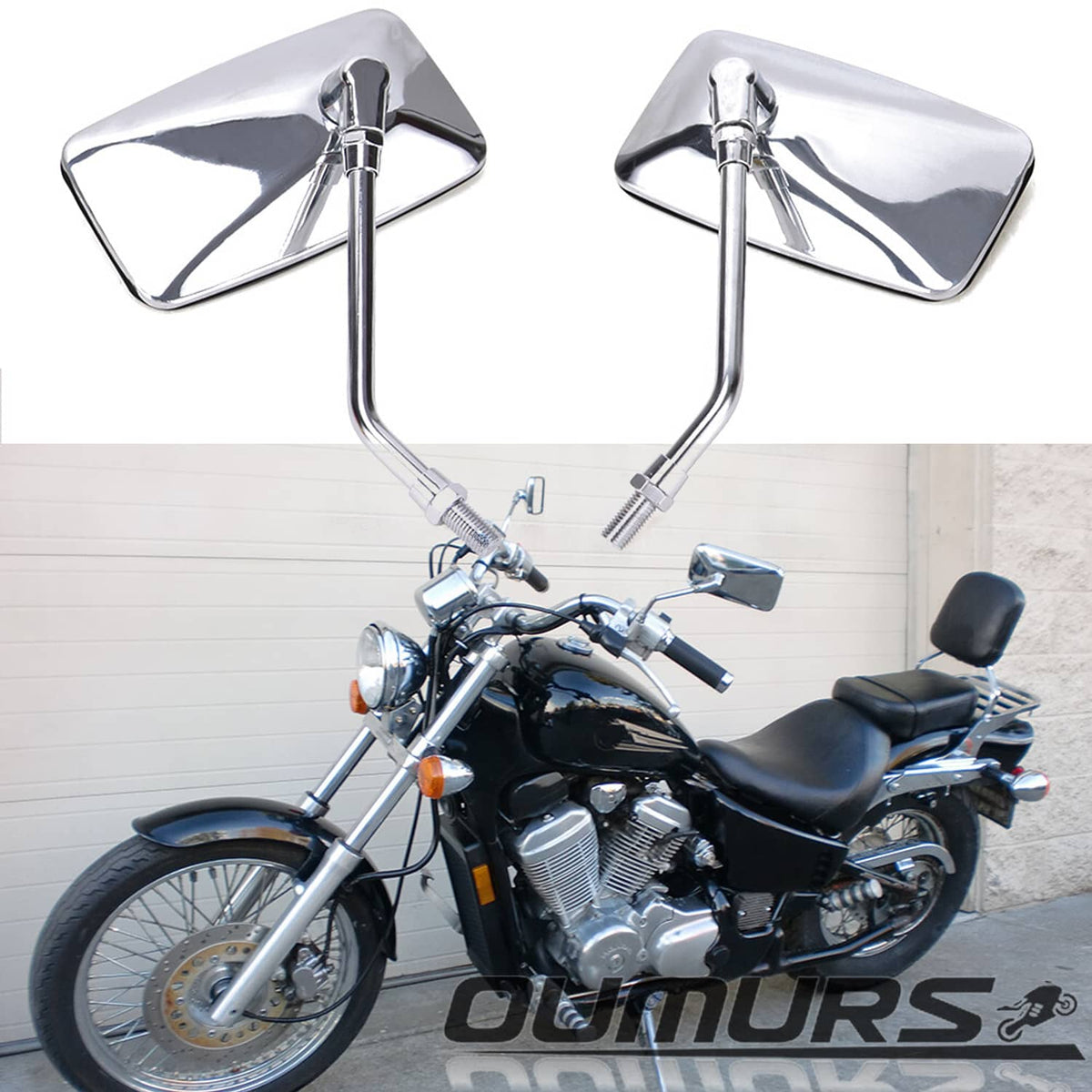 Solidspare Chrome Rectangle Rearview Side Mirrors For Honda Magna 250 VF 750C 500C 1000 US