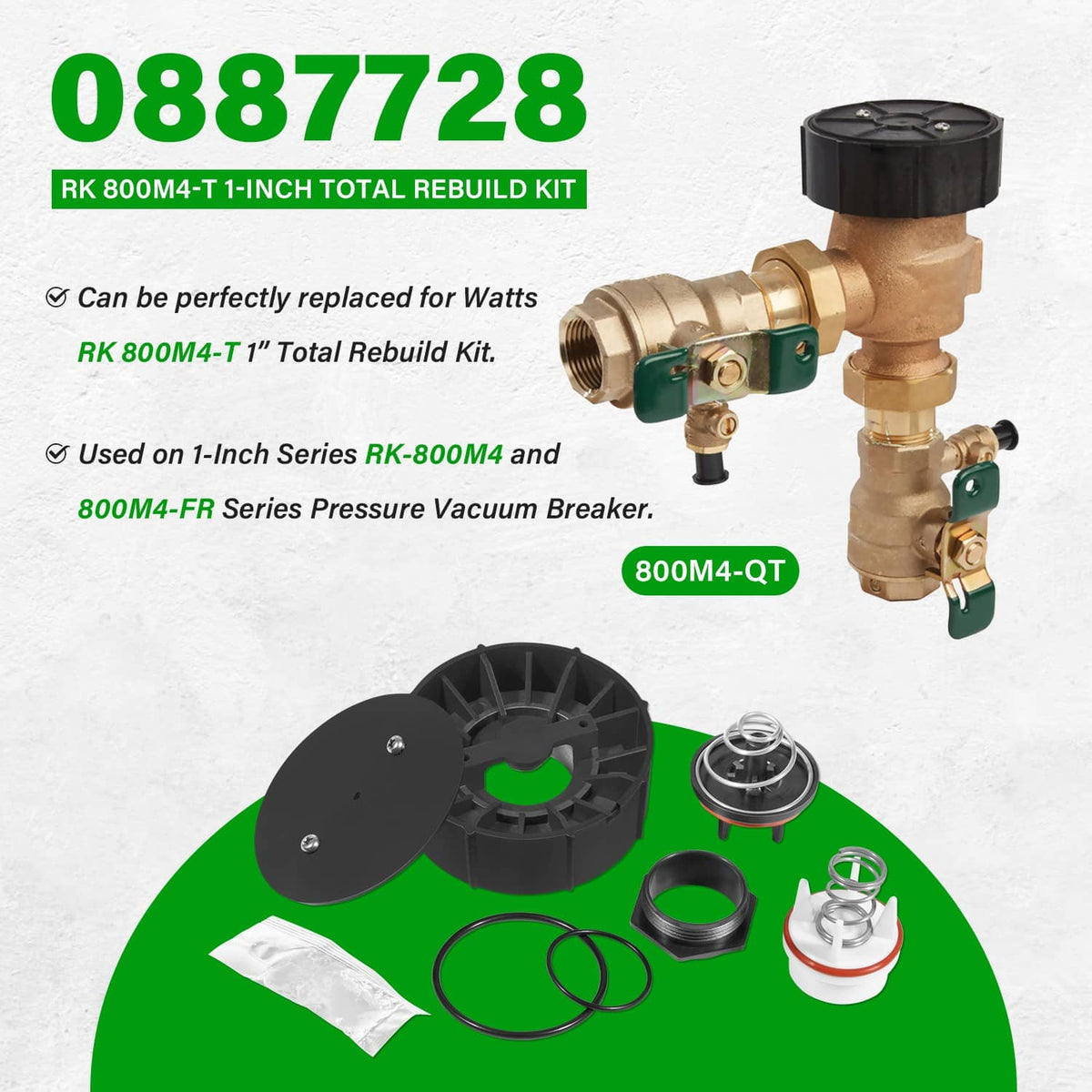 Solidspare 0887728 Repair Kit Replace for Watts 1" 800M4 Total Repair Kit for 1" 800M4 & FR