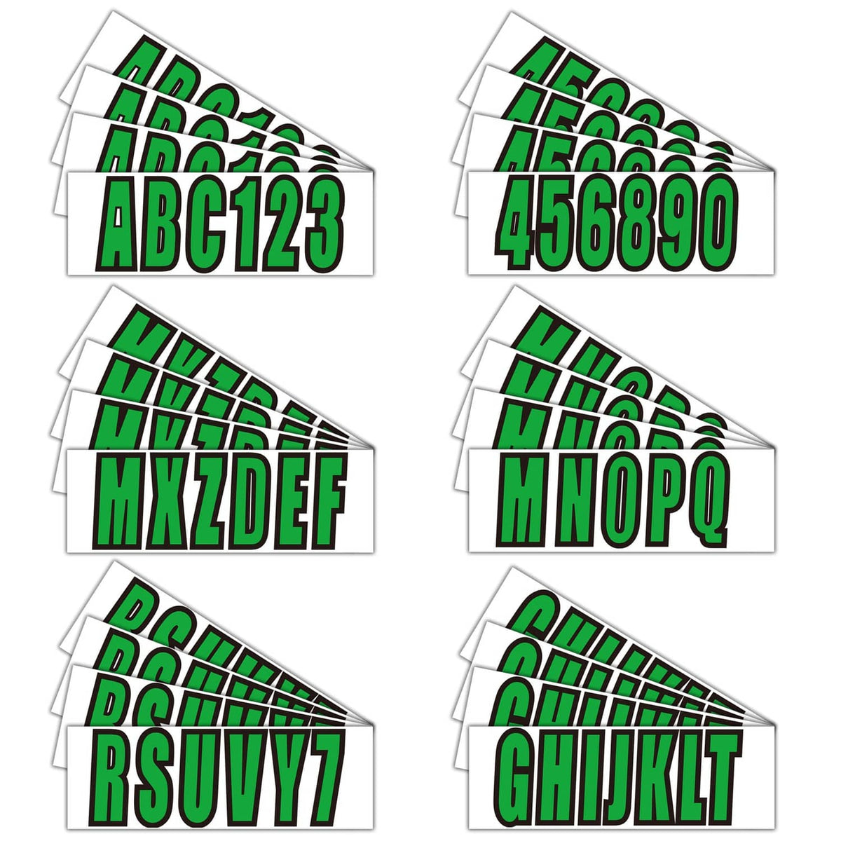 Solid Spare Boat numbers and letters Decal Sticker green Four sets of A-Z Four sets of 0-9