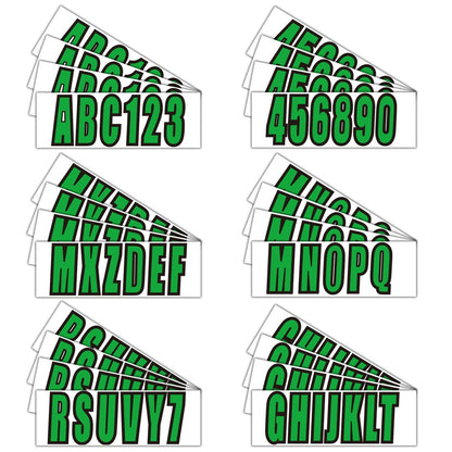 Solid Spare Boat numbers and letters Decal Sticker green Four sets of A-Z Four sets of 0-9