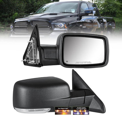 Solidspare Pair Mirror For 2013-2019 Ram 1500 Manual Fold Power Adjust Heated Puddle Light