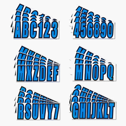 Solid Spare Boat letters and numbers registration stickers 4 Sets of A-Z & 0-9 Blue