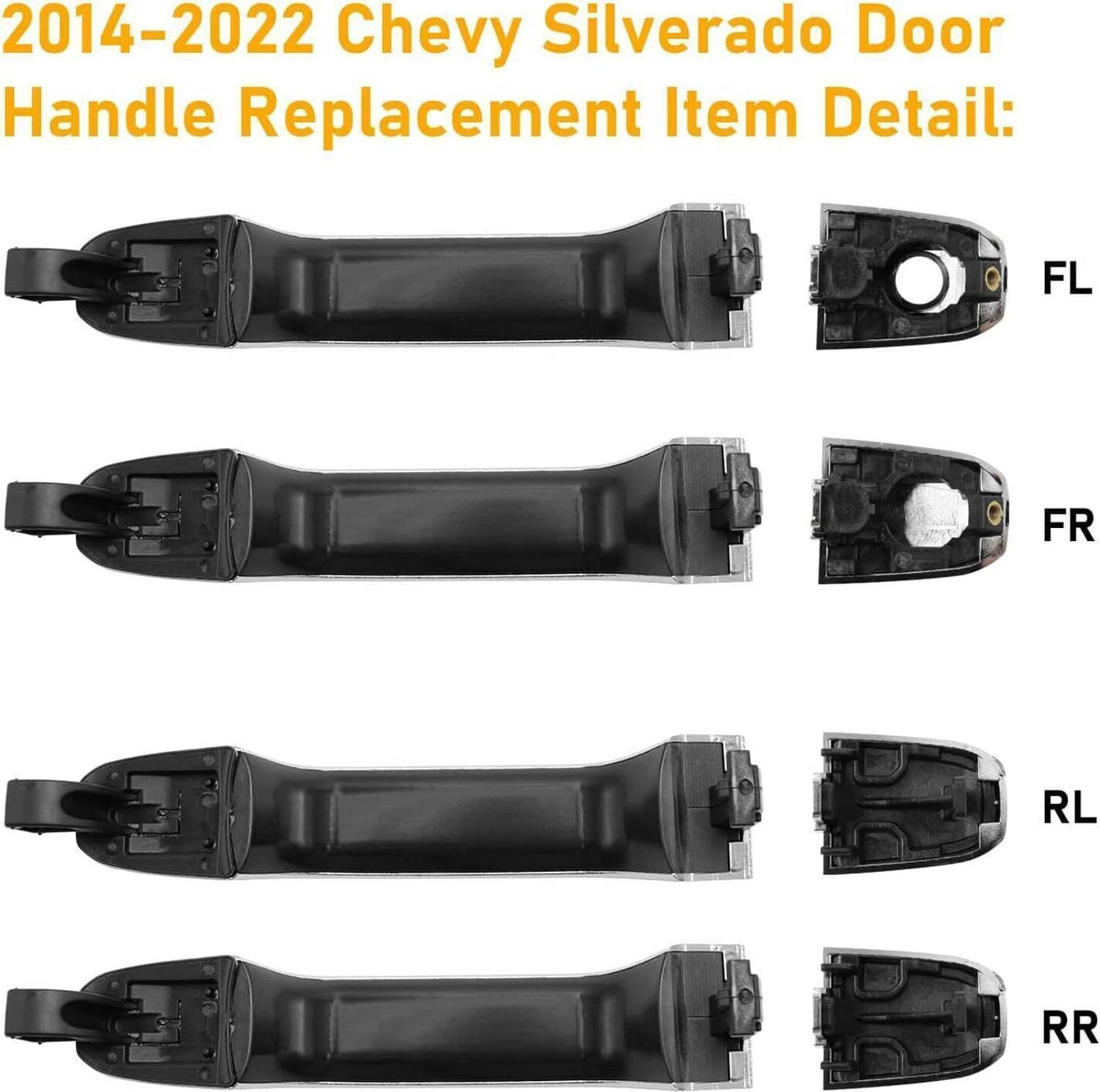 Solidspare Set of 4 Exterior Door Handle Fit For 14-17 Chevrolet Silverado 1500 Chrome New