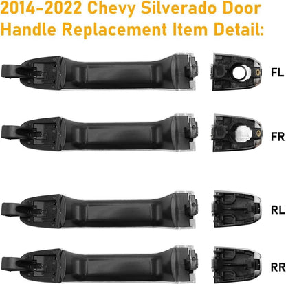 Solidspare Set of 4 Exterior Door Handle Fit For 14-17 Chevrolet Silverado 1500 Chrome New