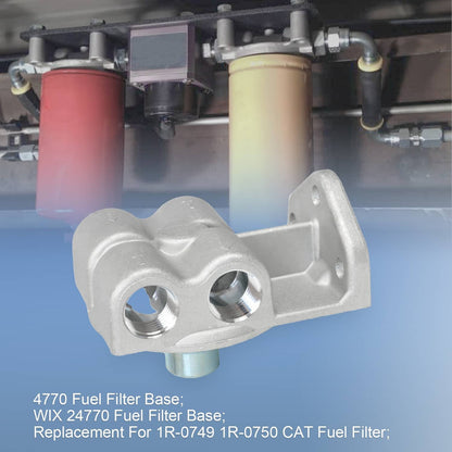 Solidspare Diesel Fuel Filter W/ Remote Mount Base 1/2" NPT For CAT 1R-0749,1R-0750 Filters