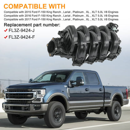 Solidspare intake Manifold W/Gasket for 2015-2017 Ford F-150 5.0L FL3Z-9424-J FL3Z-9424-B