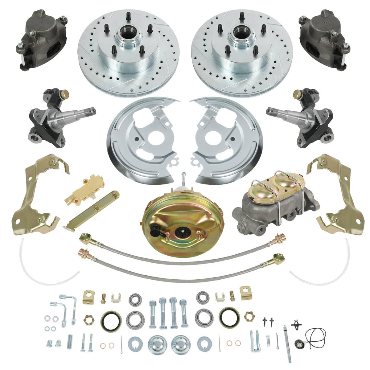 Solidspare Body Disc Brake Conversion Kit 9" Booster Drilled Rotors For 1964-72 GM A, F, X