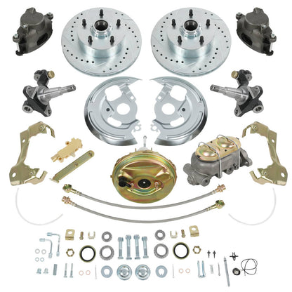 Solidspare Body Disc Brake Conversion Kit 9" Booster Drilled Rotors For 1964-72 GM A, F, X