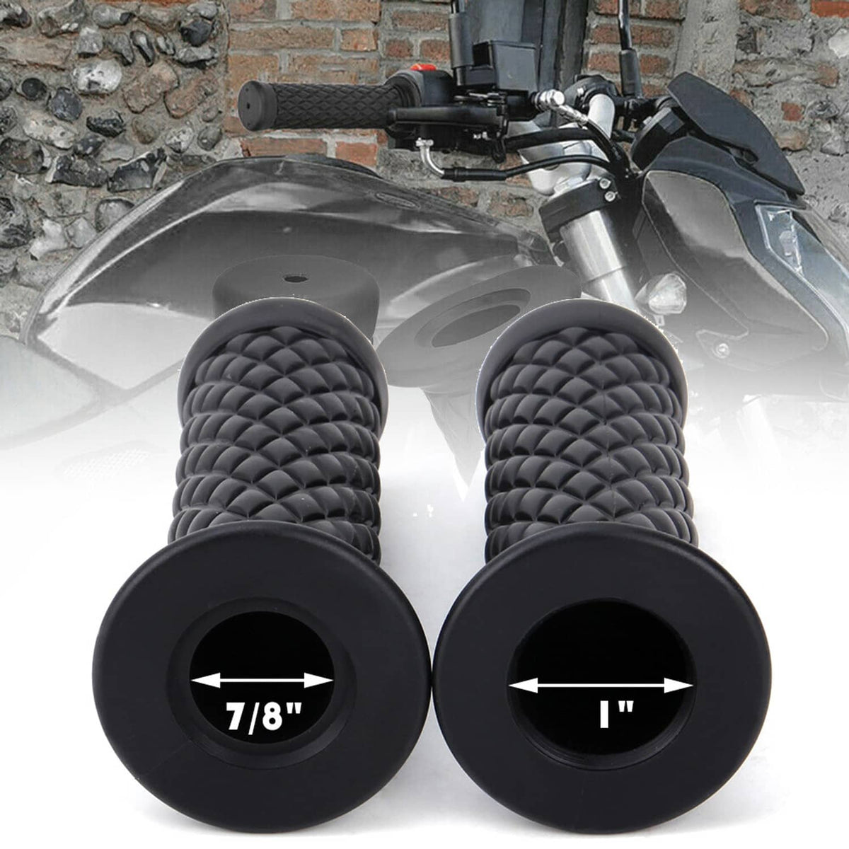 Solidspare For YAMAHA HONDA KAWASAKI Motorcycle 7/8" Hand Grips Handle Bar Rubber Universal