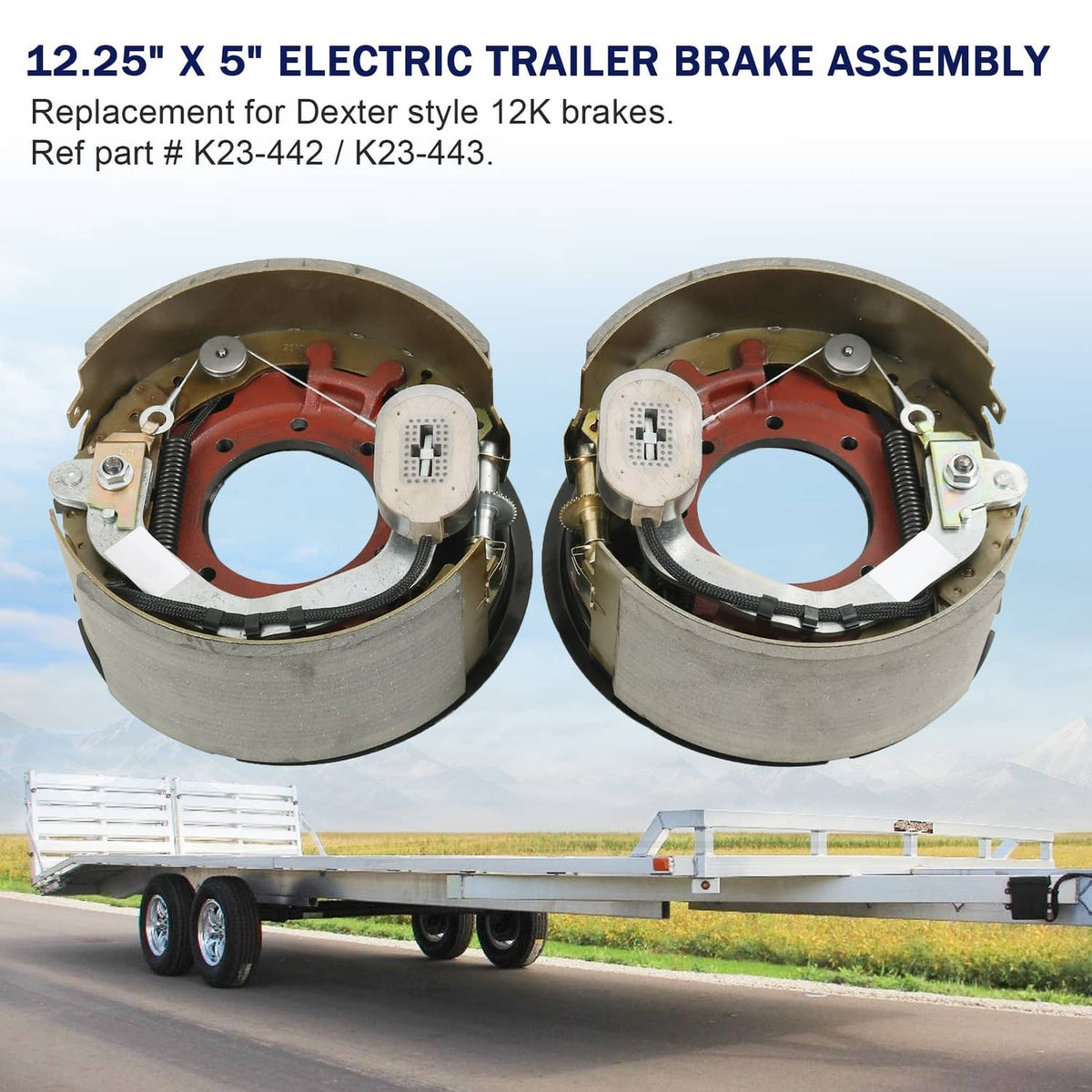 Solidspare NEW 4pcs 12-1/4x5" 12K 15K Electric Backing Plate Trailer Brake Fits Dexter 5"