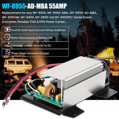 Solidspare 55 AMP 12V WF-8955-MBA RV Power Converter For Parallax 7145 7155 WF-8955 WF-8900