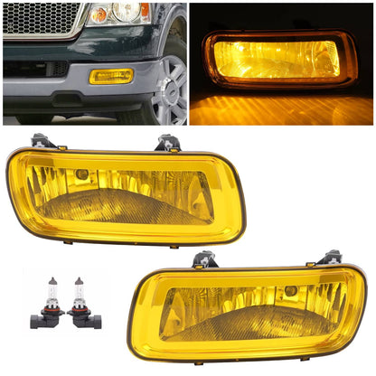 Solid Spare 2PCS Yellow Lens Front Left & Right Fog Lights Lamps For Ford F150 F-150 2004-06