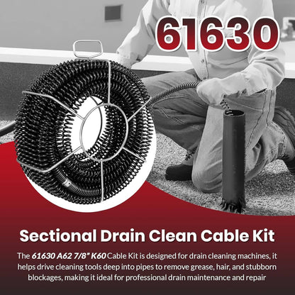 Solidspare 61630 Sectional Drain Cleaning Cable Kit, Replace for RIDGID A-62 7/8” Cable Kit