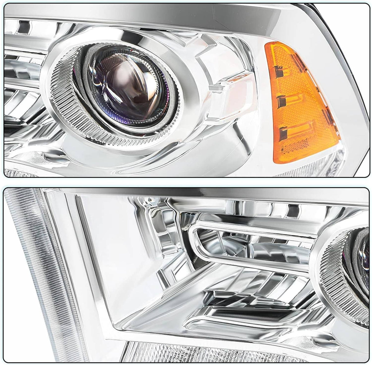Solidspare For 2009-2018 Dodge Ram 1500 2500 3500 Pickup w/LED Projector Chrome Headlights
