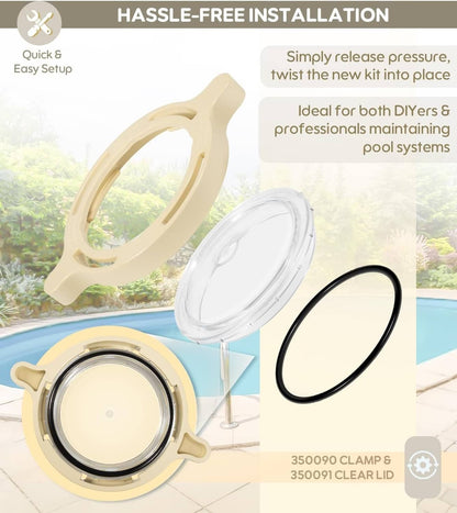 Solid Spare 350090 Cam Clamp 350091 Lid ORing Replacement for Pentair Superflo Locking Ring