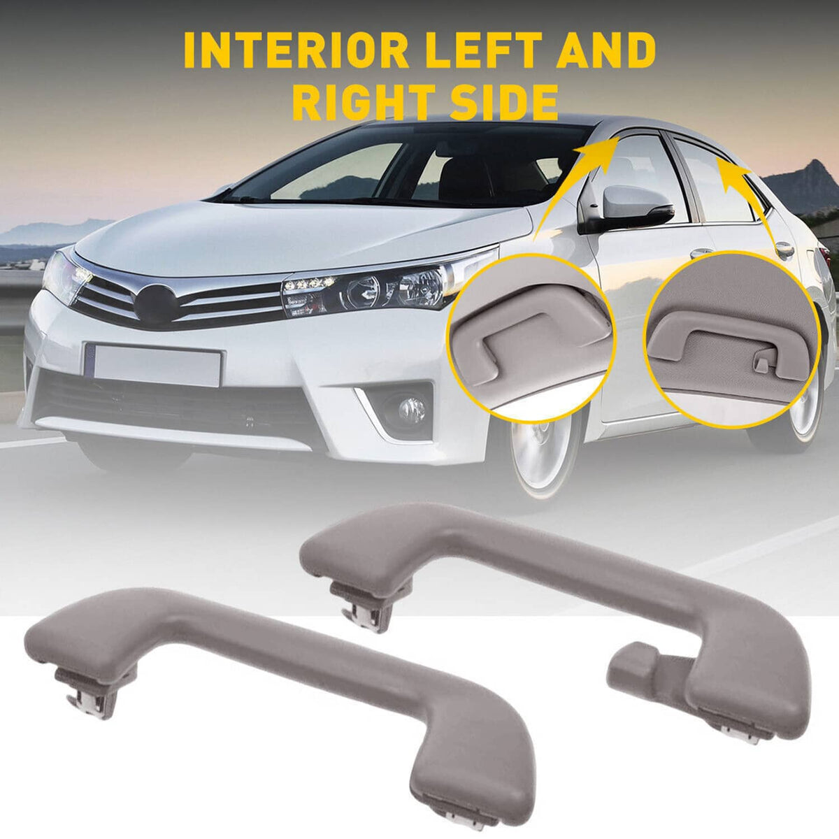 Solidspare 4pc Front+Rear Inner Roof Ceiling Pull Handle Grab For Toyota Corolla Yaris Rav4