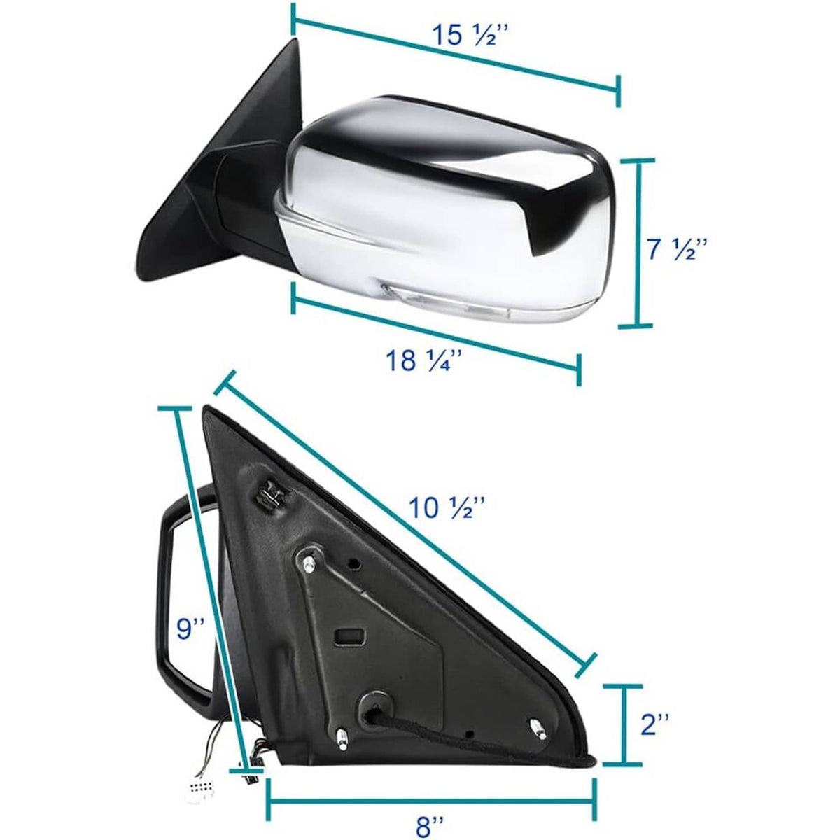 Solidspare New Mirror Sliver Cover Power Folding Signal Driver/Left Side For 13-18 Ram 1500