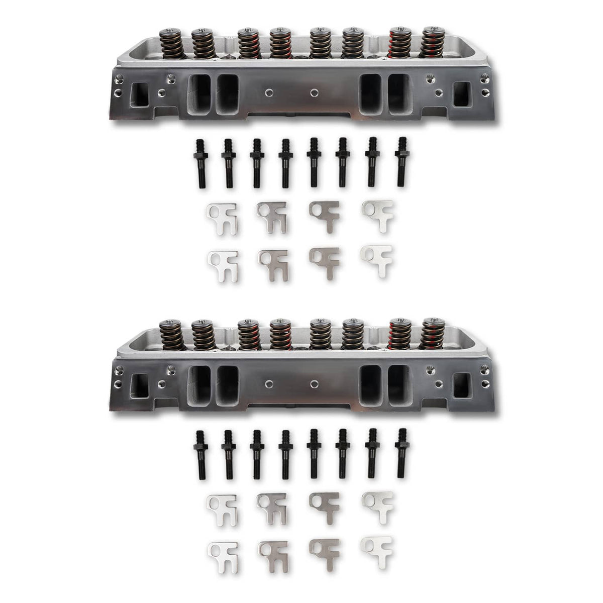 Solidspare 2x Aluminum Cylinder Heads Fit For SBC Chevy 350 190cc 64cc 2.02/1.60 Angle New