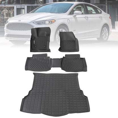 Solidspare TPE Floor Mats & Cargo Liners For 2017-2020 Ford Fusion All-Weather Black 4Pcs