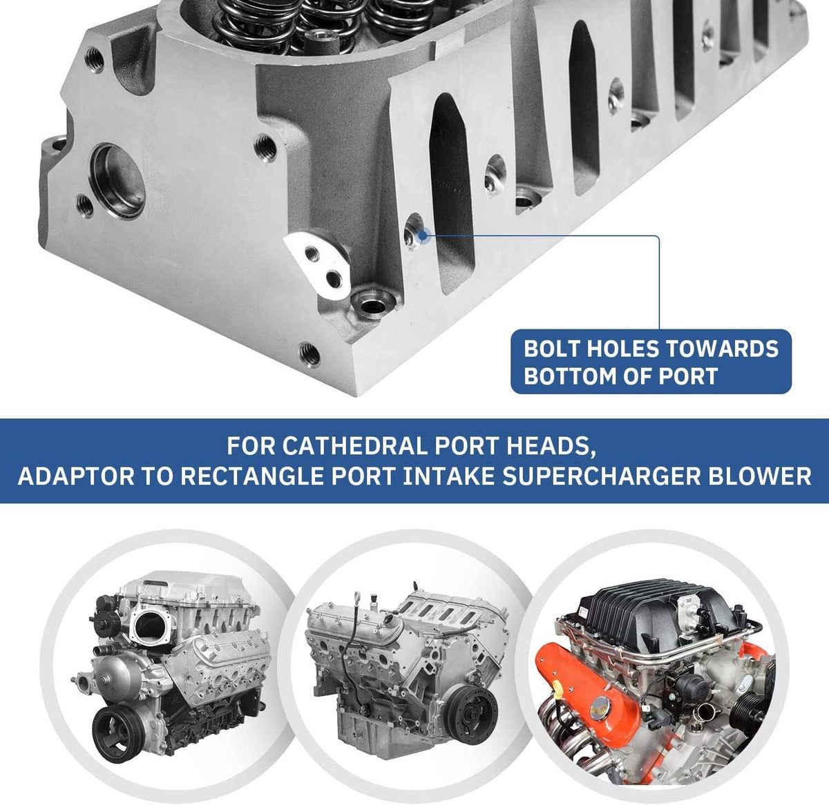 Solidspare For LS1 Cathedral Port Cylinder Head to LS3 LSA ZL1 CTS-V Supercharger Adapters