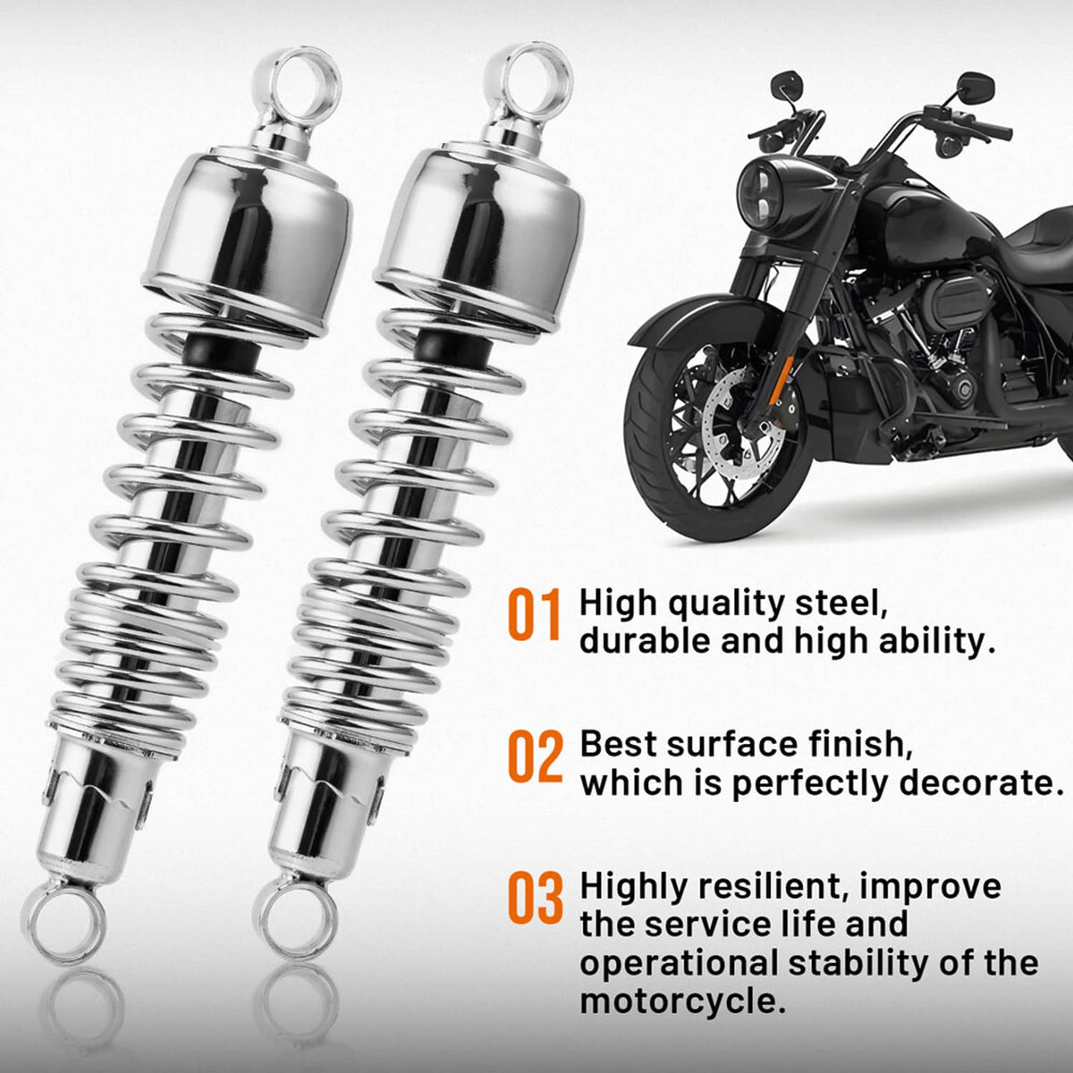 Solidspare Pair 13" Rear Suspension Shocks Absorbers for 1984-2024 Harley Touring Road King