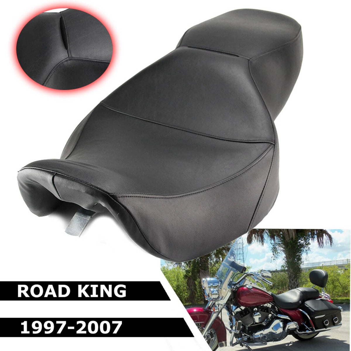 Solidspare Driver Passenger Seat Two 2-Up For Harley Touring Road King FLHP FLHR 1997-2007