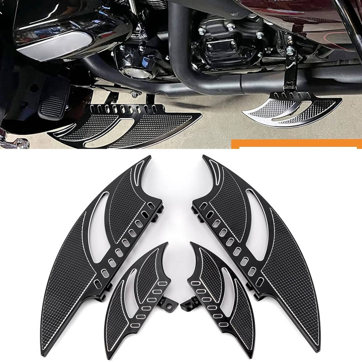 Solidspare Driver & Passenger Foot Floorboards Pegs Pedal Set For Harley Softail Touring