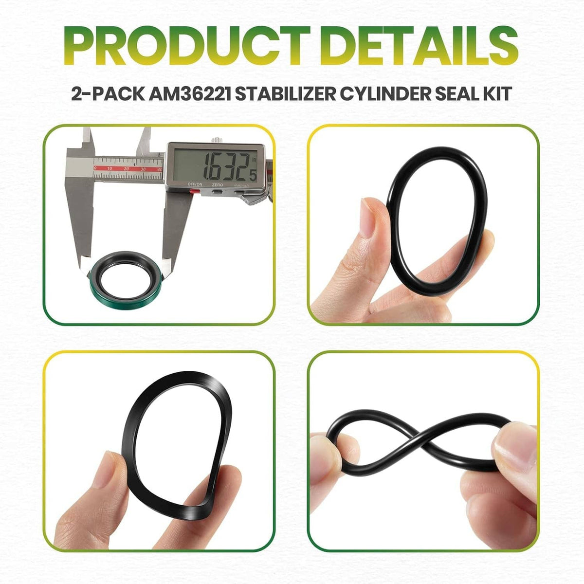 Solidspare 2 Pack AM36221 Stabilizer Cylinder Seal Kit for John Deere Rod: 1.125” Bore: 2”