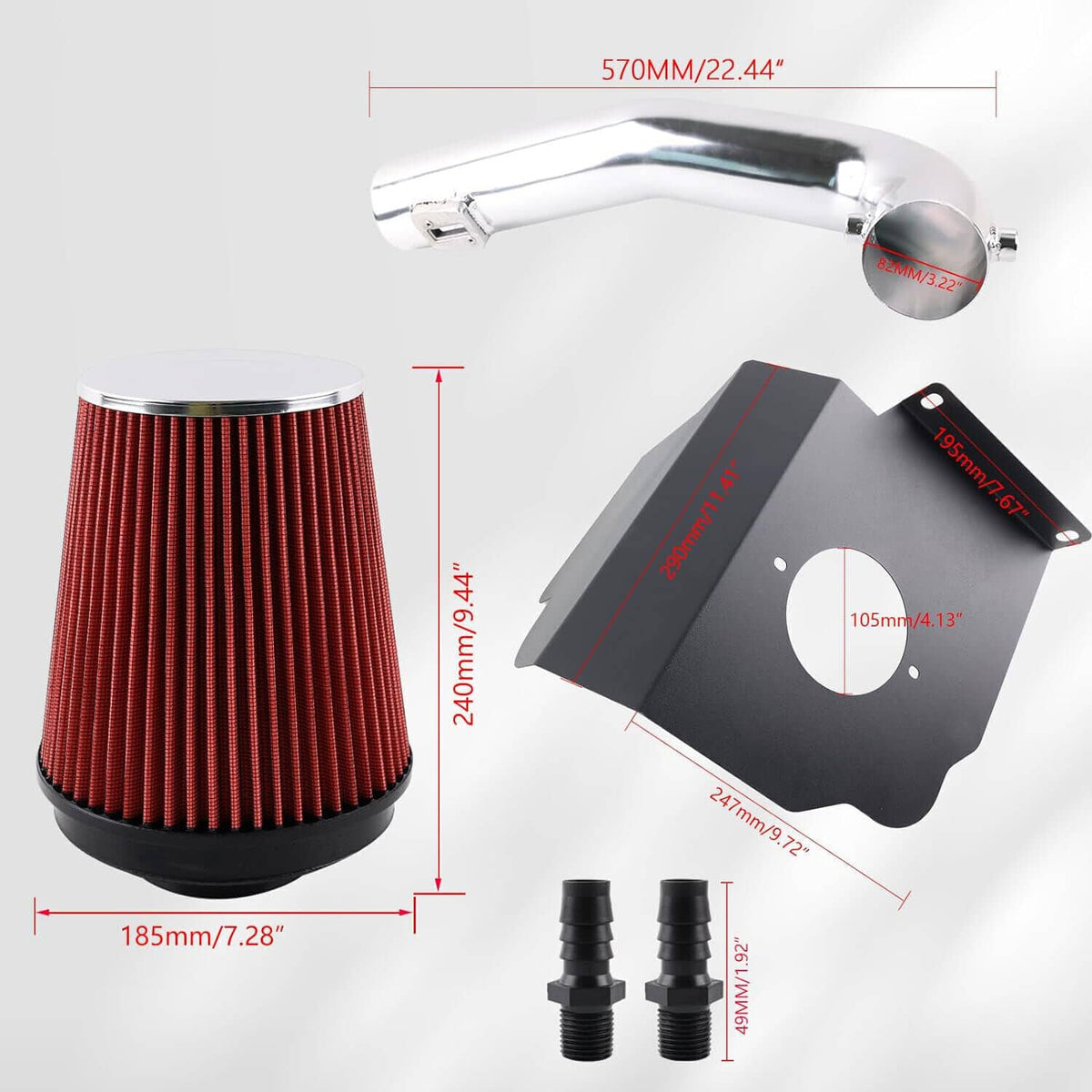 Solidspare Cold Air Intake System w/ Filter Shield for 2014-2018 Chevy GMC 1500 5.3L 6.2L