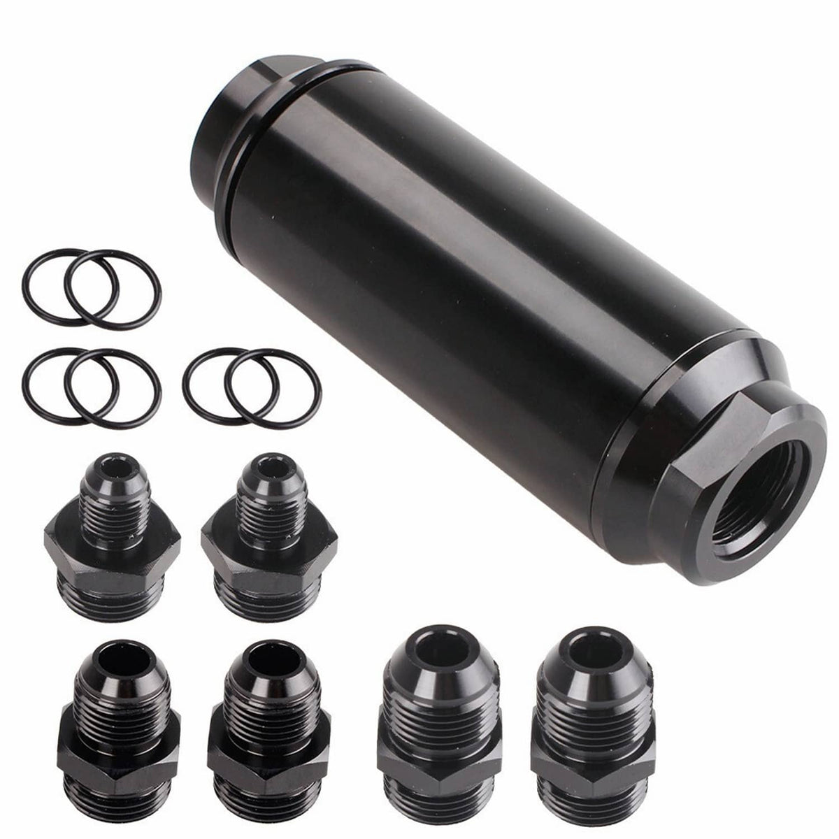 Solid Spare Universal Racing In-Line Fuel Filter AN6 AN8 AN10 Adapter 40 Micron Cleanable