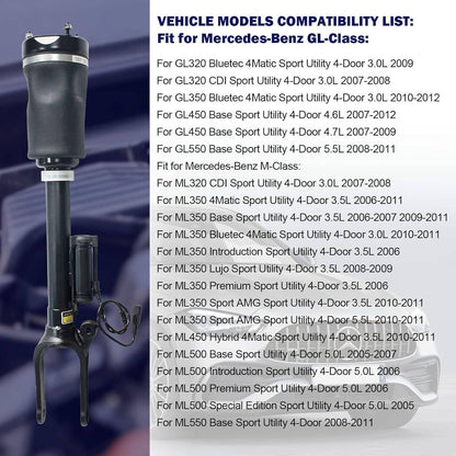 Solidspare Pair Front Air Suspension Struts W/ADS For Mercedes X164 W164 ML500 GL450 GL550