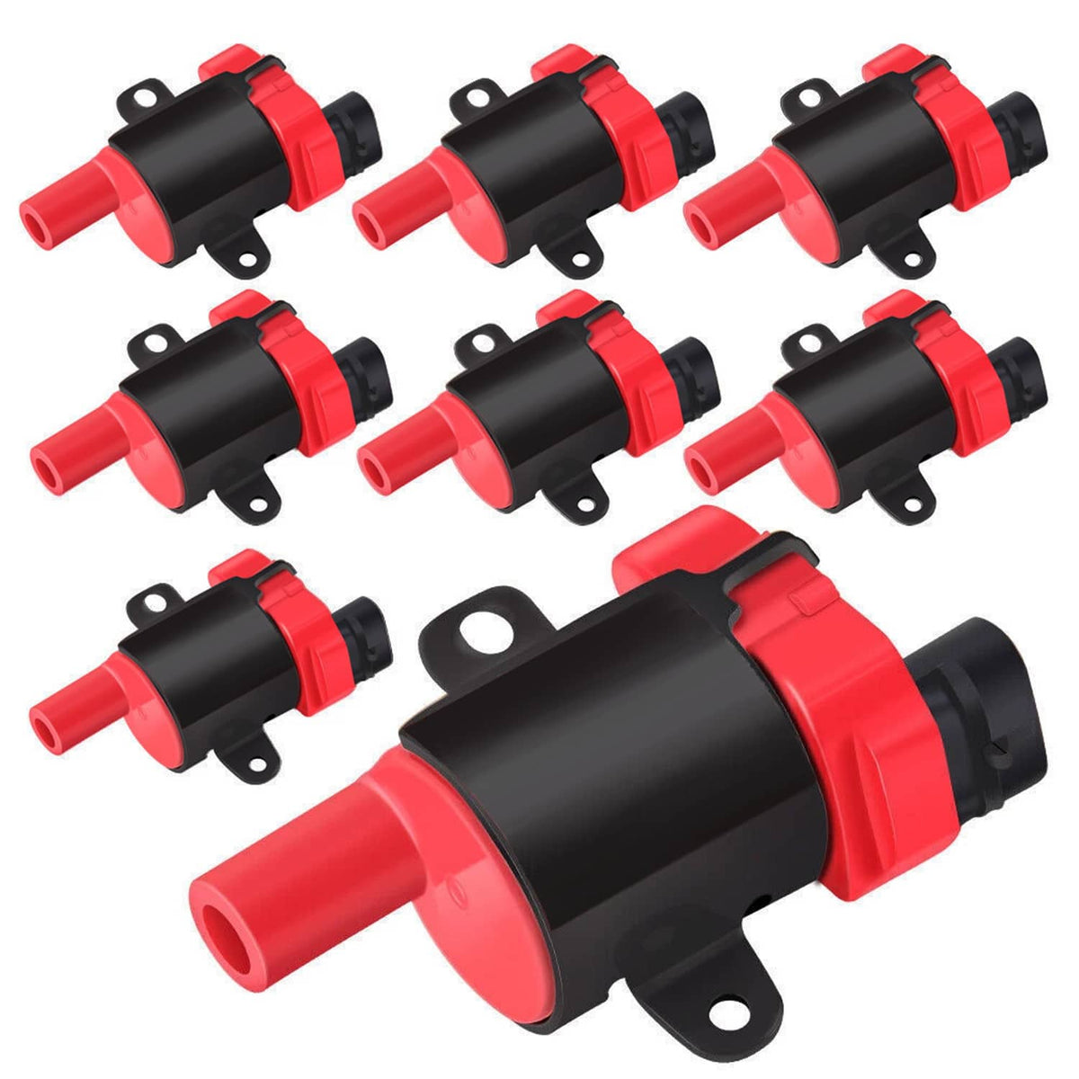 Solidspare 8 Set Round Ignition Coil and Spark Plug Wire For Chevy Silverado 1500 2500 GMC