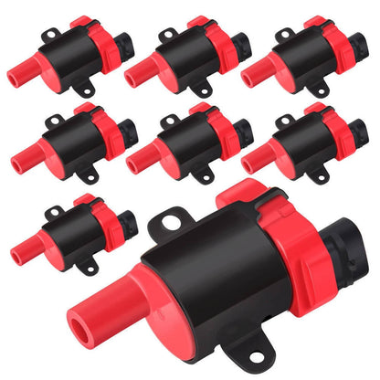 Solidspare 8 Set Round Ignition Coil and Spark Plug Wire For Chevy Silverado 1500 2500 GMC