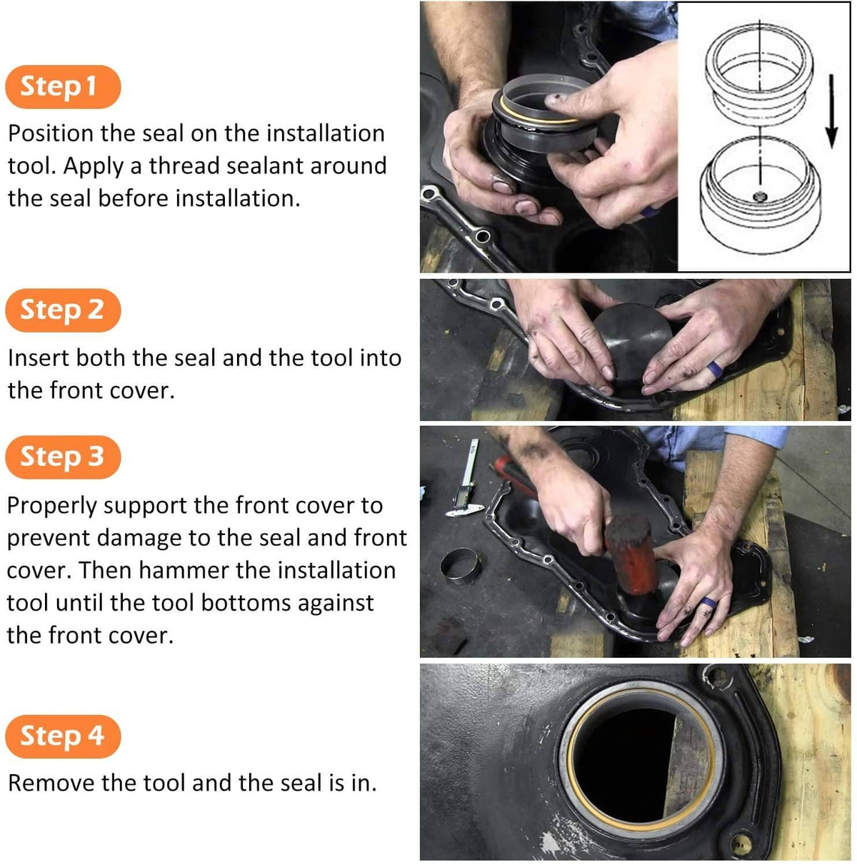 Solid Spare Front Cover Crankshaft Seal Installation Tool fits Dodge Cummins 3.9L 5.9L 6.7L