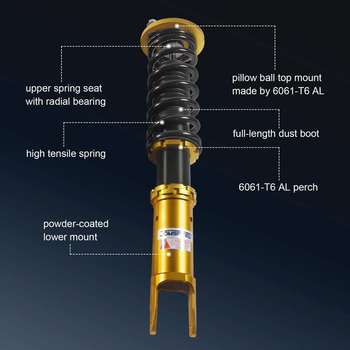 Solidspare Gold Coilovers Suspension Lowering Kit NEW For Honda Accord 2008-2012 JDMSPEED